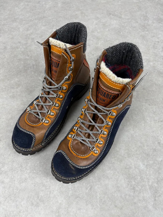 Dsquared2 Shearling Brown Leather Hiking Boots KxasQfj 2