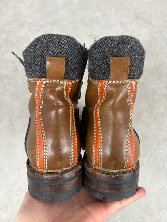 Dsquared2 Shearling Brown Leather Hiking Boots KxasQfj 6