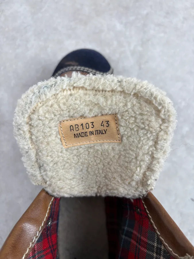 Dsquared2 Shearling Brown Leather Hiking Boots KxasQfj 8