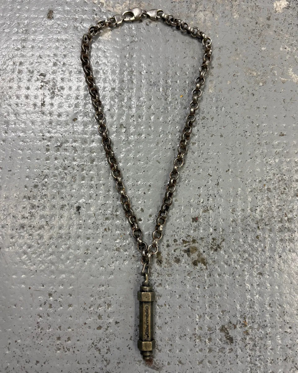 2000s Dsquared2 Silver Metal Pendant Necklace qTxhxLg 0