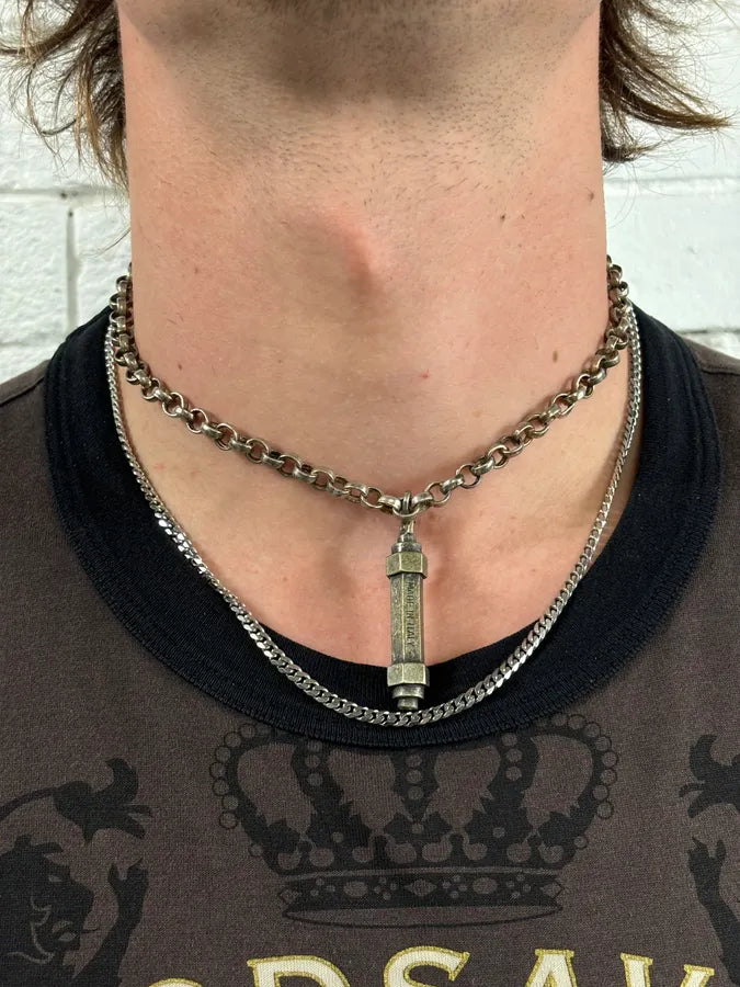 2000s Dsquared2 Silver Metal Pendant Necklace qTxhxLg 1