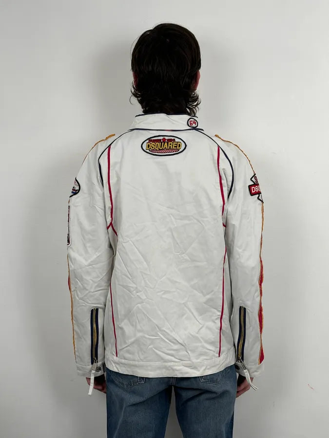 SS2008 Dsquared2 White Racing Patchwork Jacket QWitlEL 4