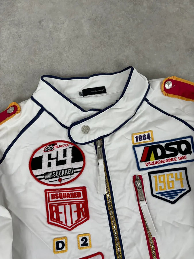 SS2008 Dsquared2 White Racing Patchwork Jacket QWitlEL 5