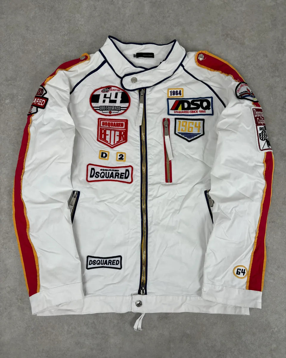 SS2008 Dsquared2 White Racing Patchwork Jacket QWitlEL 0