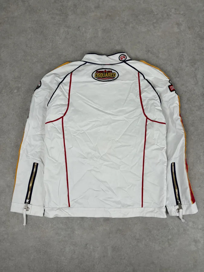 SS2008 Dsquared2 White Racing Patchwork Jacket QWitlEL 6