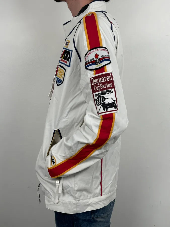 SS2008 Dsquared2 White Racing Patchwork Jacket QWitlEL 3