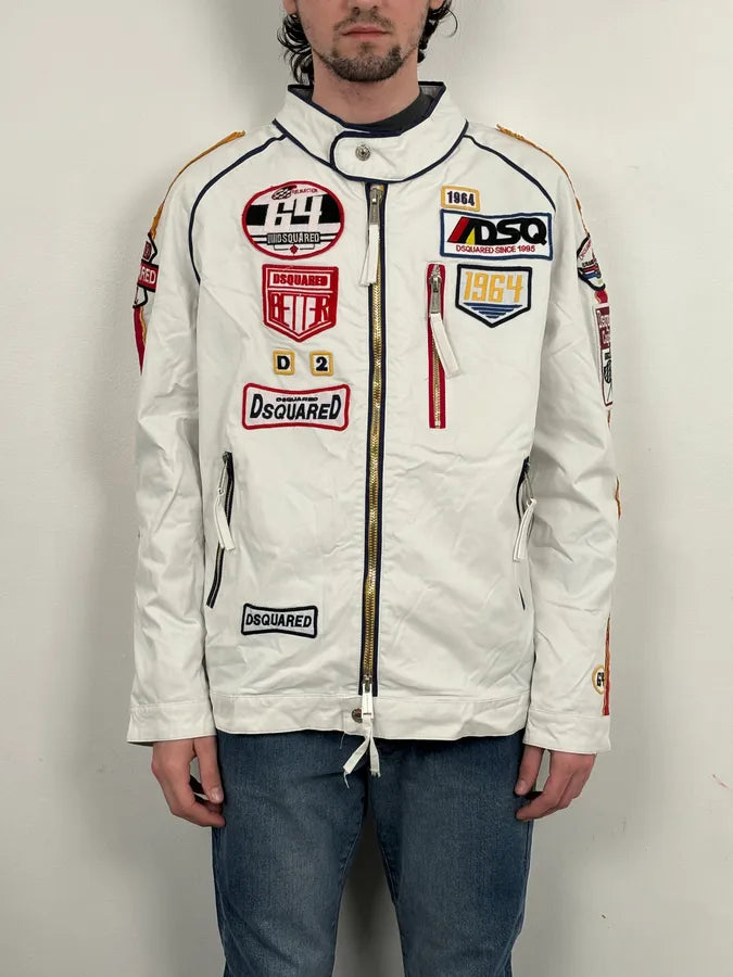 SS2008 Dsquared2 White Racing Patchwork Jacket QWitlEL 2