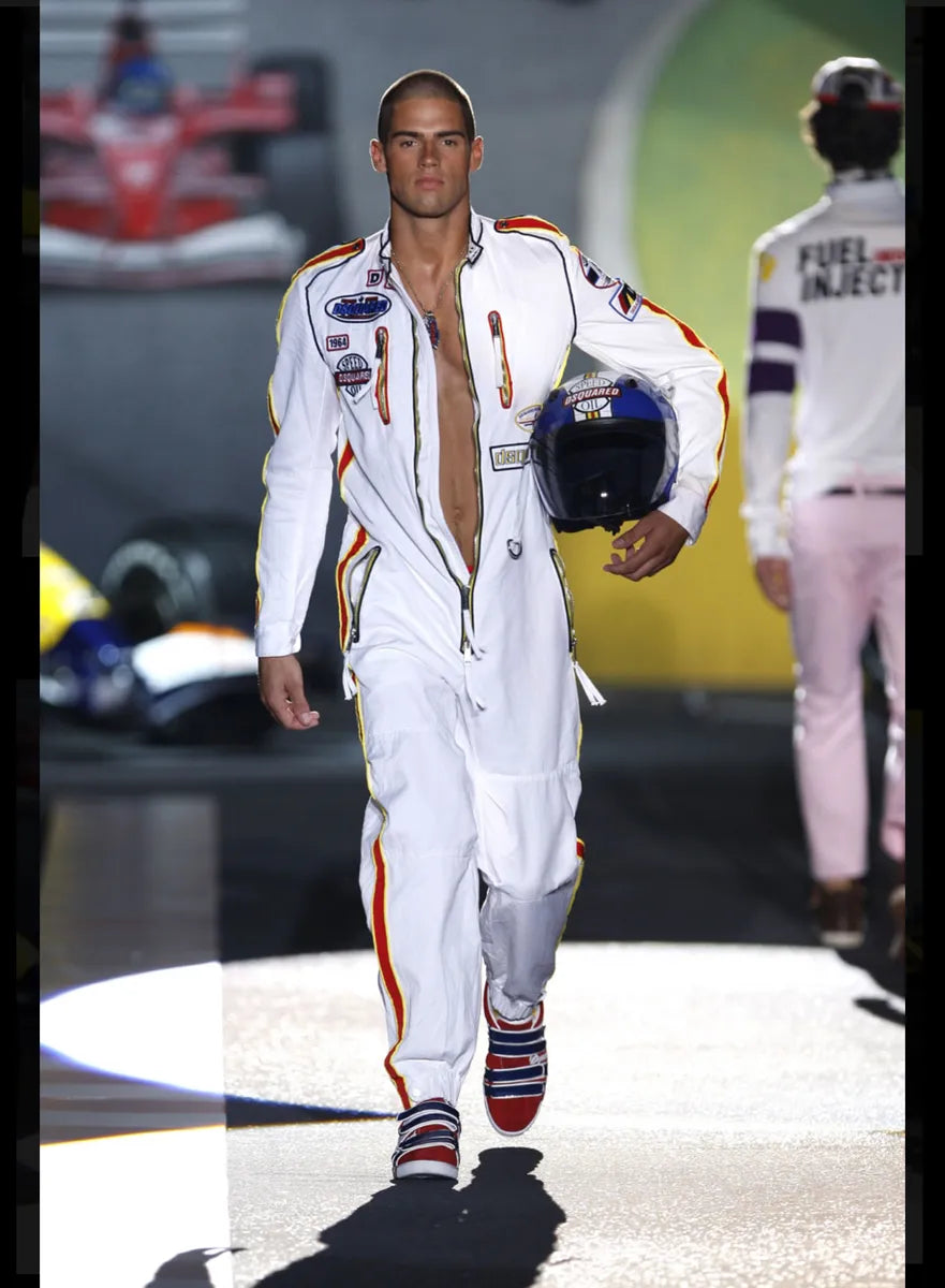 SS2008 Dsquared2 White Racing Patchwork Jacket QWitlEL 1