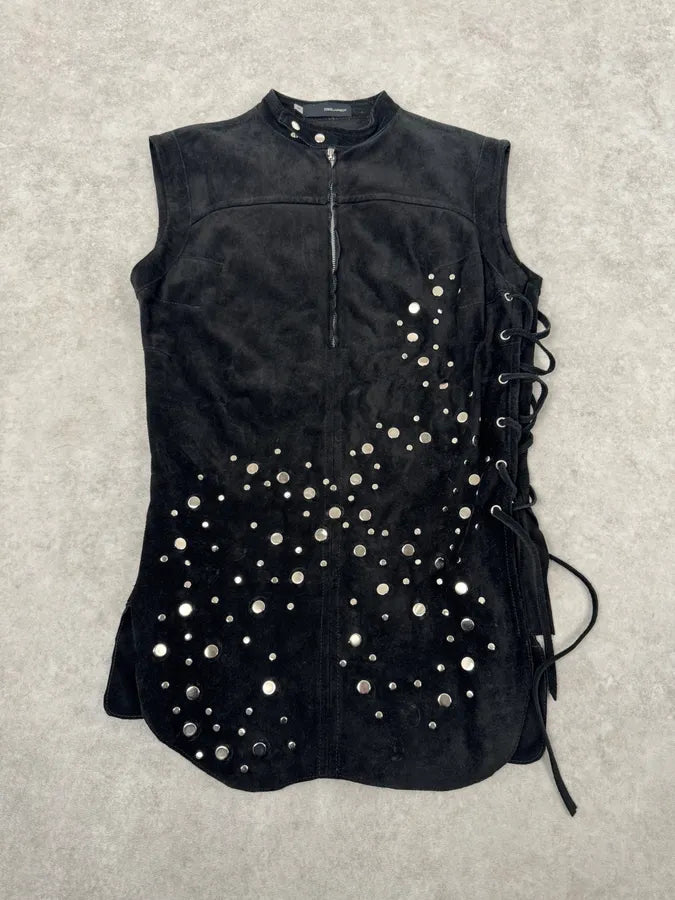 Dsquared2 Studded Black Calf Leather Tank Top oceQdxK 0