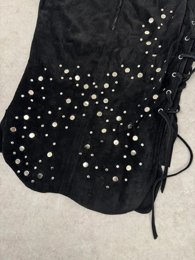 Dsquared2 Studded Black Calf Leather Tank Top oceQdxK 3