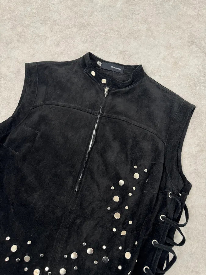 Dsquared2 Studded Black Calf Leather Tank Top oceQdxK 5