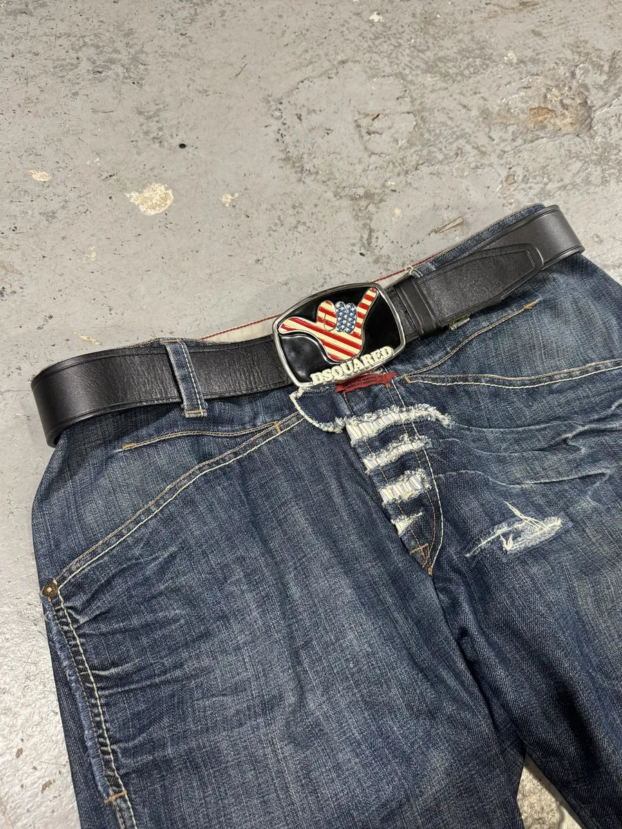 DSquared2 USA Relaxed Propaganda Leather Belt BjLVnMc 0