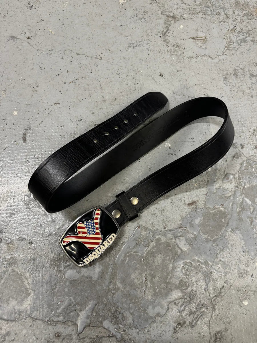 DSquared2 USA Relaxed Propaganda Leather Belt BjLVnMc 1