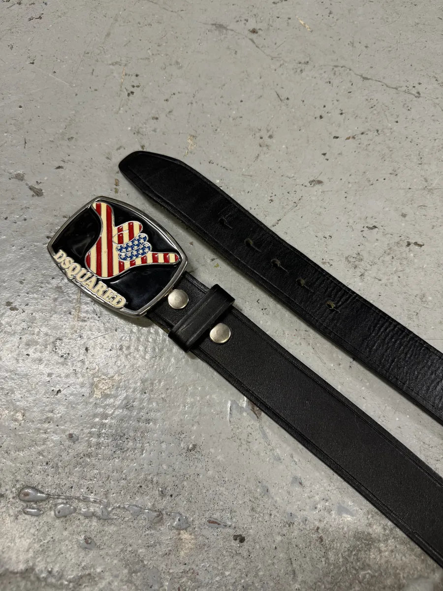 DSquared2 USA Relaxed Propaganda Leather Belt BjLVnMc 3
