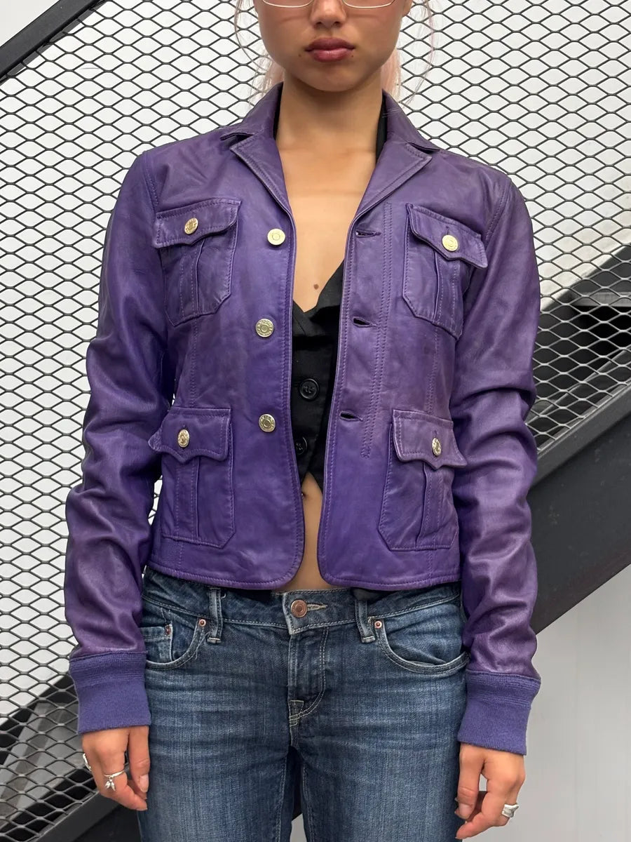 SS2006 Dsquared2 Violet Leather Multi-Pocket Leather Jacket boybilt 1