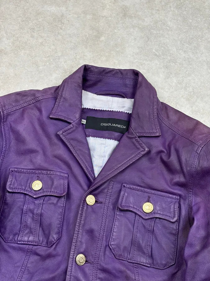 SS2006 Dsquared2 Violet Leather Multi-Pocket Leather Jacket boybilt 3