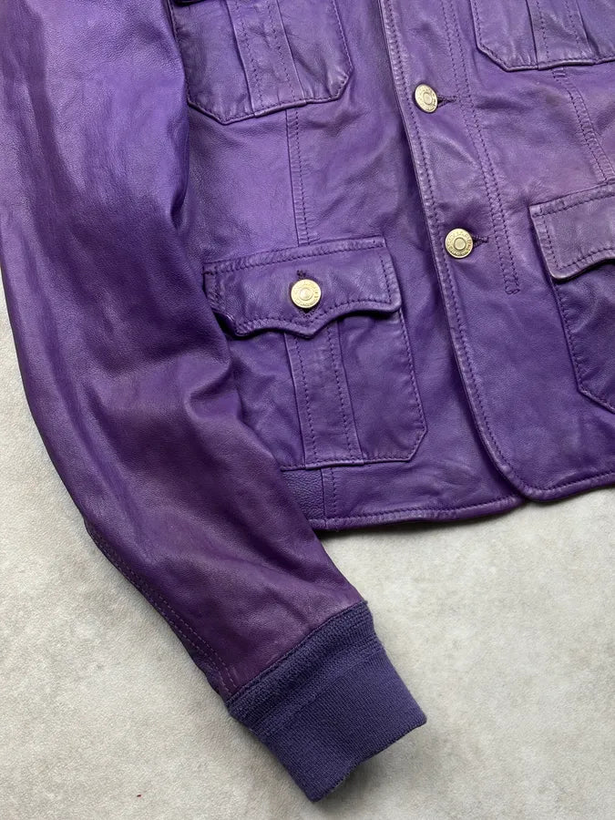 SS2006 Dsquared2 Violet Leather Multi-Pocket Leather Jacket boybilt 9
