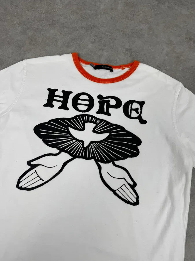 AW2005 Dsquared2 White & Orange « Hope » Flower T-Shirt SMaQeRT 4