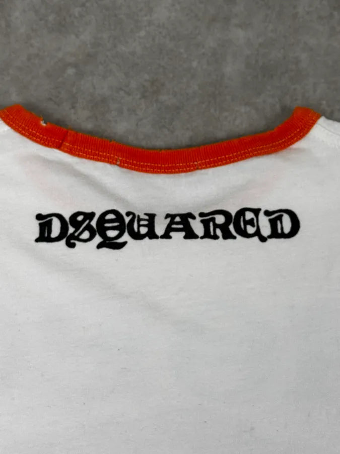 AW2005 Dsquared2 White & Orange « Hope » Flower T-Shirt SMaQeRT 7