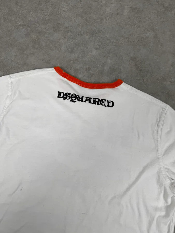 AW2005 Dsquared2 White & Orange « Hope » Flower T-Shirt SMaQeRT 5