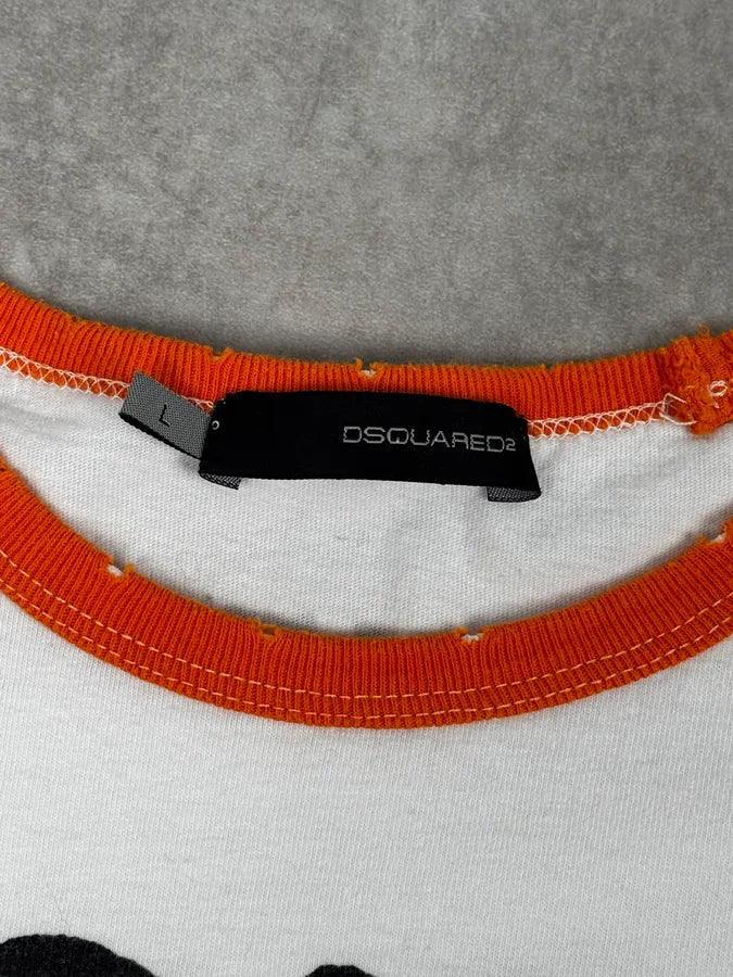 AW2005 Dsquared2 White & Orange « Hope » Flower T-Shirt SMaQeRT 9