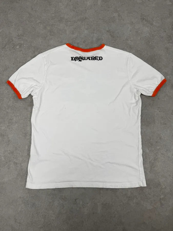 AW2005 Dsquared2 White & Orange « Hope » Flower T-Shirt SMaQeRT 3