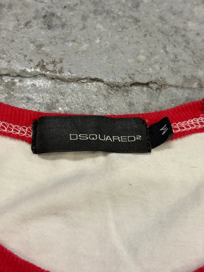 2000s Dsquared2 White & Red Indians Cowboy’s Drawing T-Shirt qwoFuCU 6