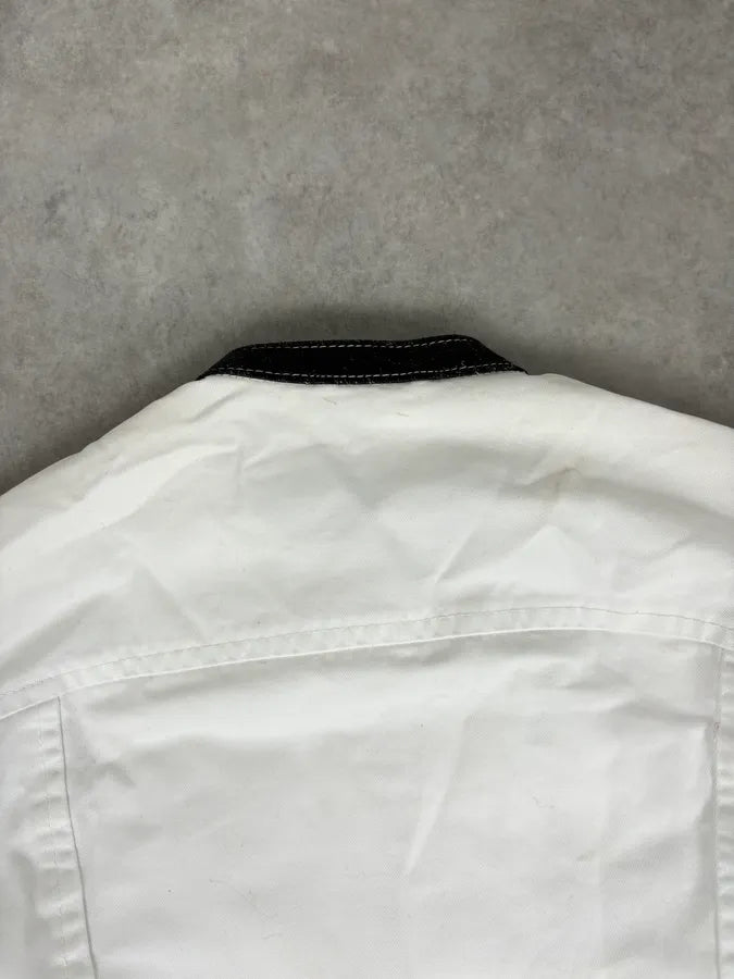 SS2008 Dsquared2 White Asymmetrical Nylon Contrast Stitch Jacket TJMphBK 5