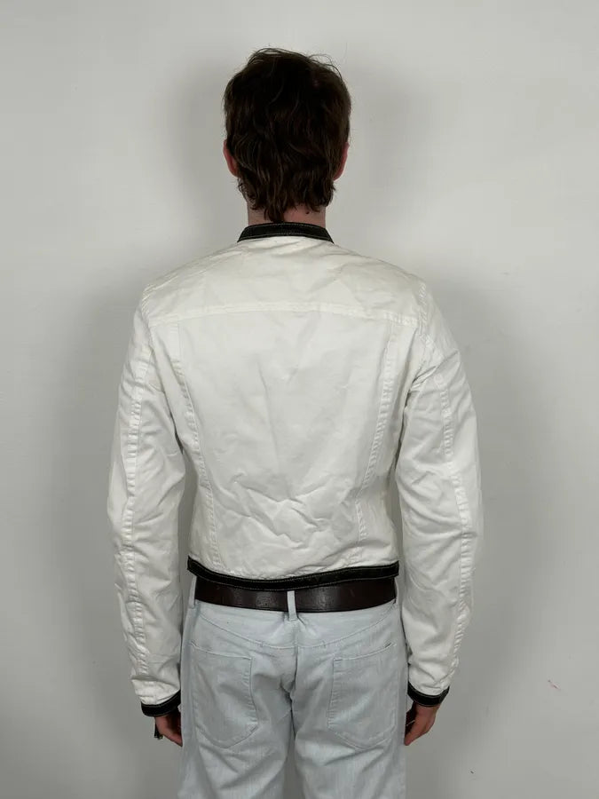 SS2008 Dsquared2 White Asymmetrical Nylon Contrast Stitch Jacket TJMphBK 2