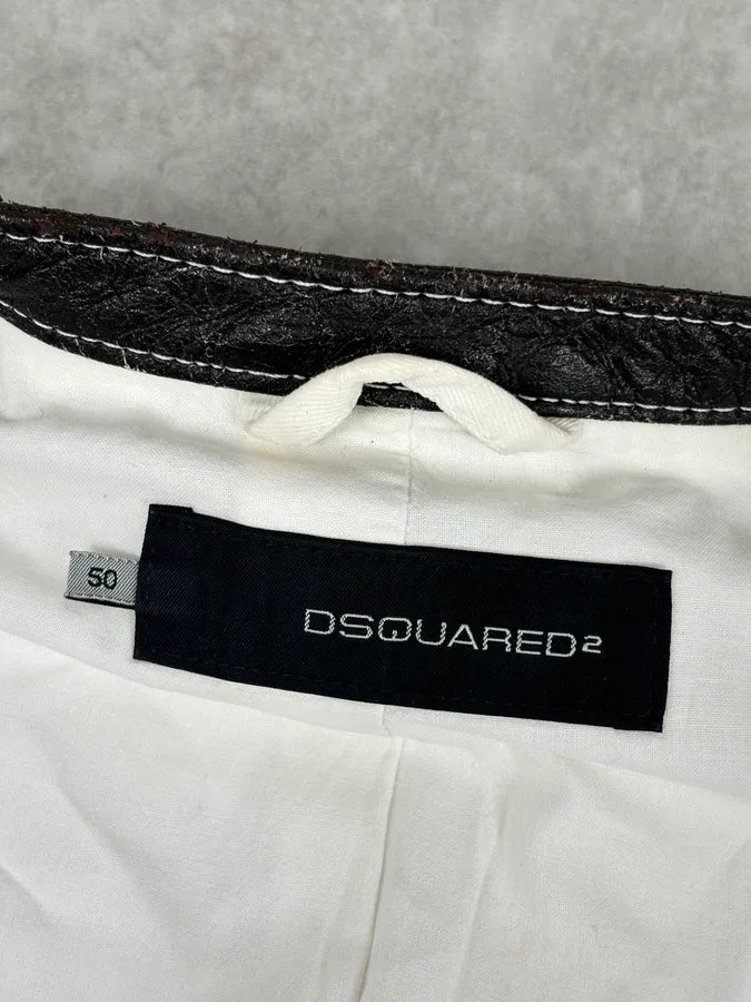 SS2008 Dsquared2 White Asymmetrical Nylon Contrast Stitch Jacket TJMphBK 8