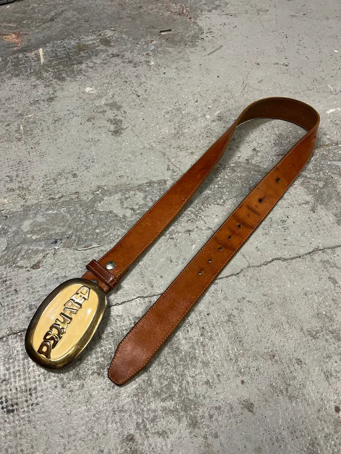 Dsquared2 White Buckle Brown Leather Belt SZercSR 3