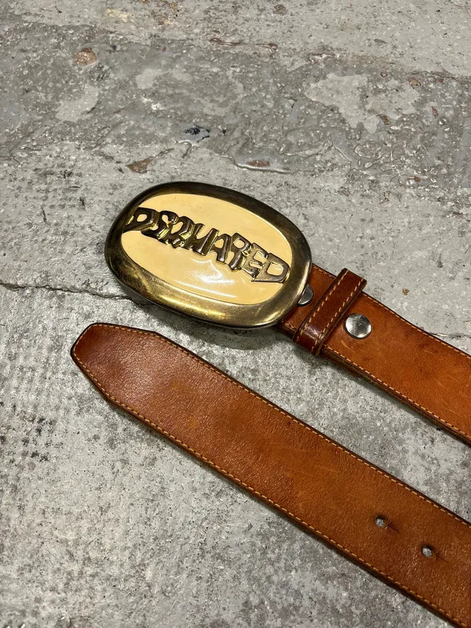 Dsquared2 White Buckle Brown Leather Belt SZercSR 4