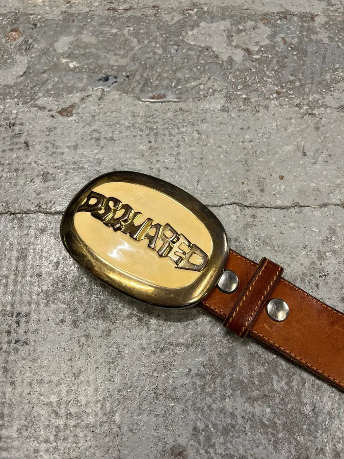 Dsquared2 White Buckle Brown Leather Belt SZercSR 5