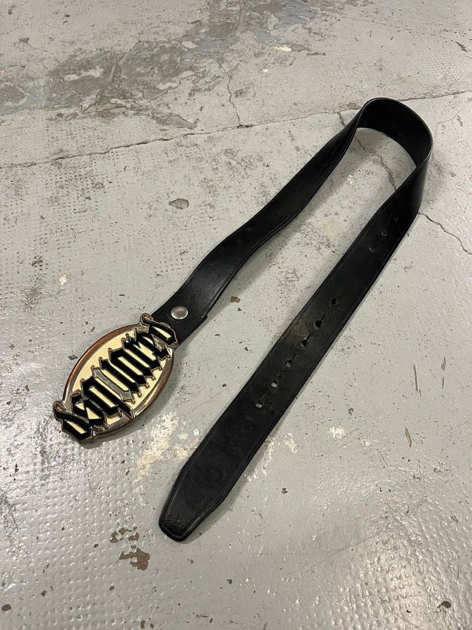 Dsquared2 White Buckle Propaganda Gothic Black Leather Belt LiJlqmf 3