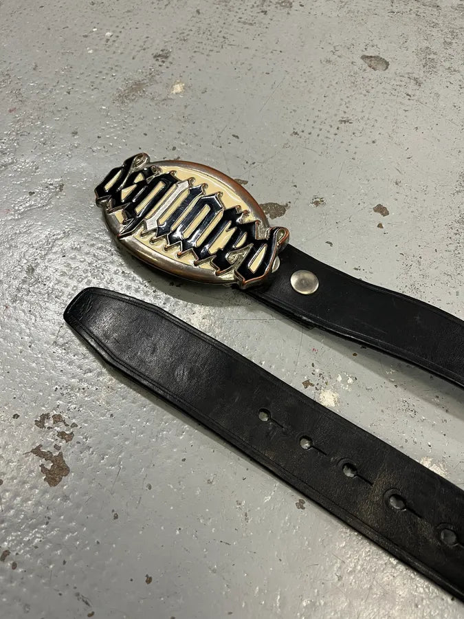 Dsquared2 White Buckle Propaganda Gothic Black Leather Belt LiJlqmf 5