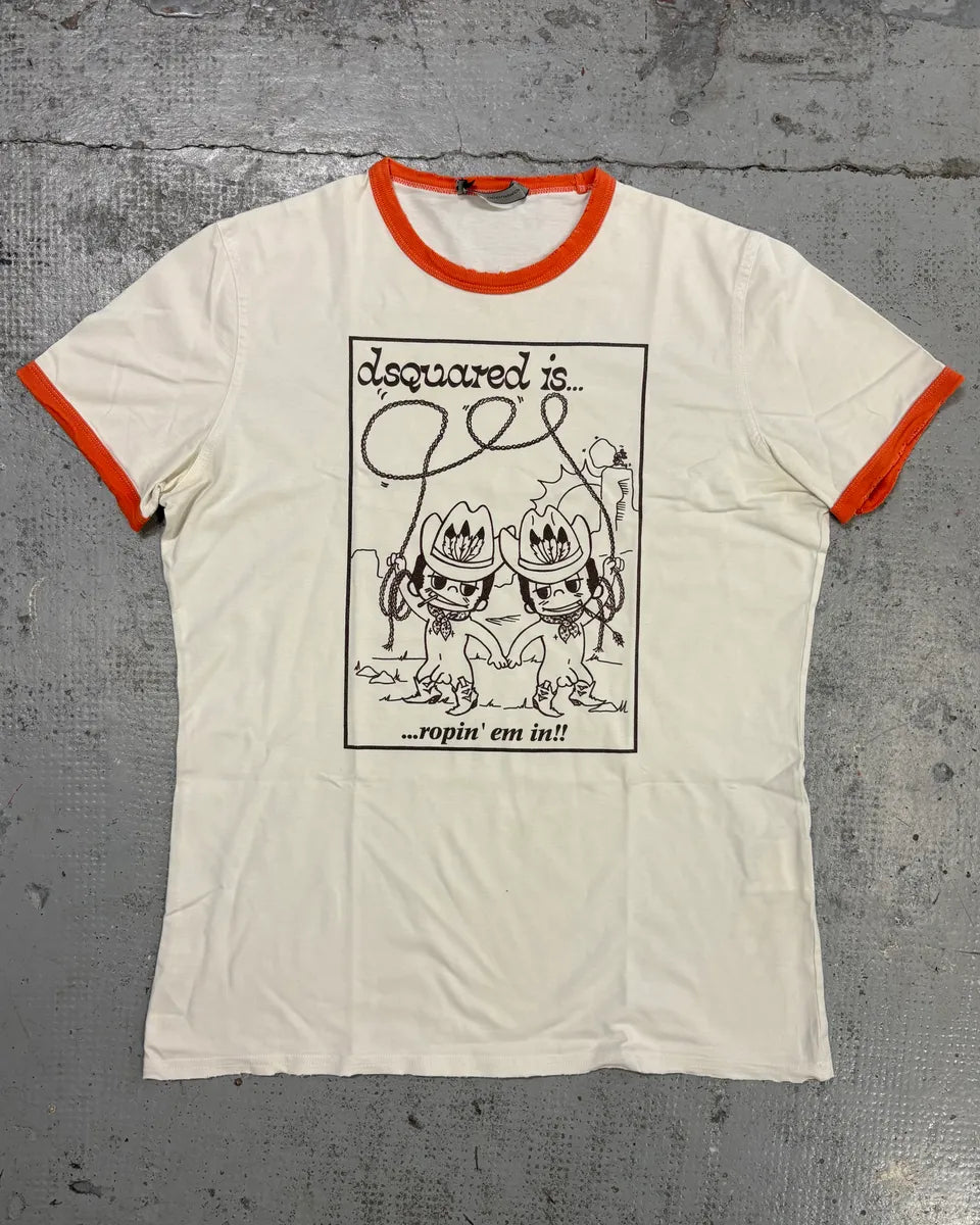 SS2006 Dsquared2 White Cotton Graphic Print T-Shirt dlJZUBN 0
