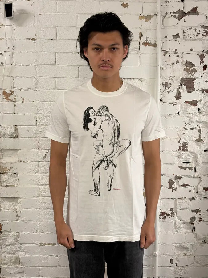 SS2011 Dsquared2 White Horny Duo Drawing T-Shirt fFEujmG 1
