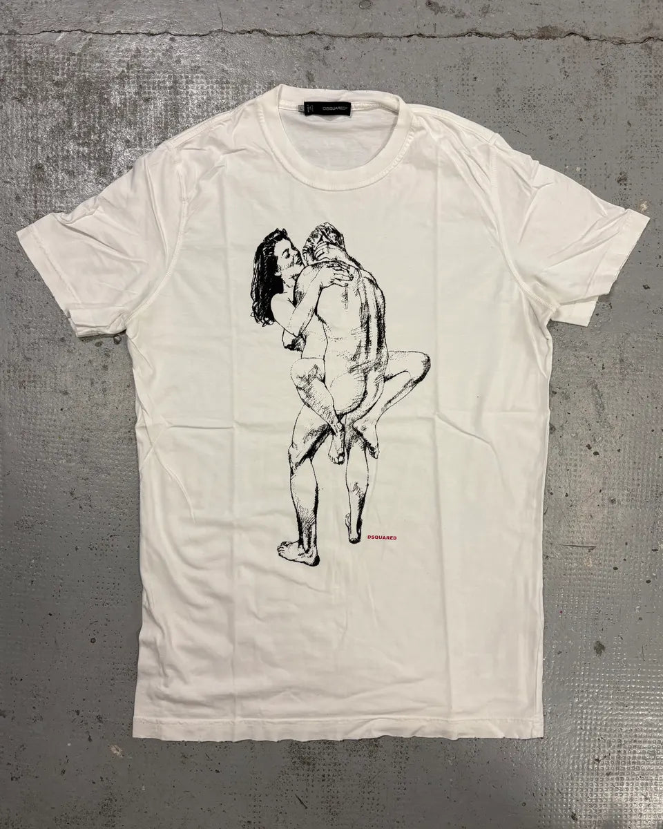 SS2011 Dsquared2 White Horny Duo Drawing T-Shirt fFEujmG 0