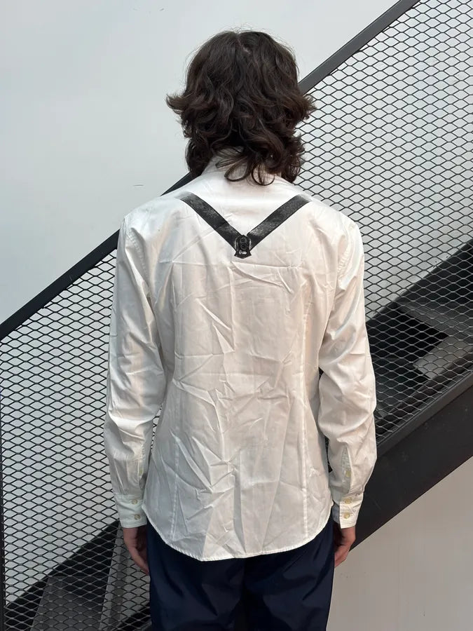 AW2004 Dsquared2 White Cotton Harness Strap Shirt QULWroj 2