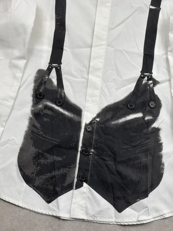 AW2004 Dsquared2 White Cotton Harness Strap Shirt QULWroj 7