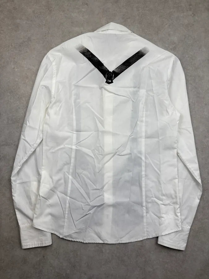 AW2004 Dsquared2 White Cotton Harness Strap Shirt QULWroj 4