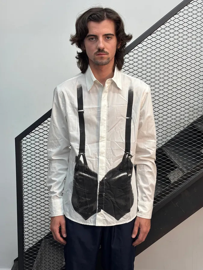 AW2004 Dsquared2 White Cotton Harness Strap Shirt QULWroj 1