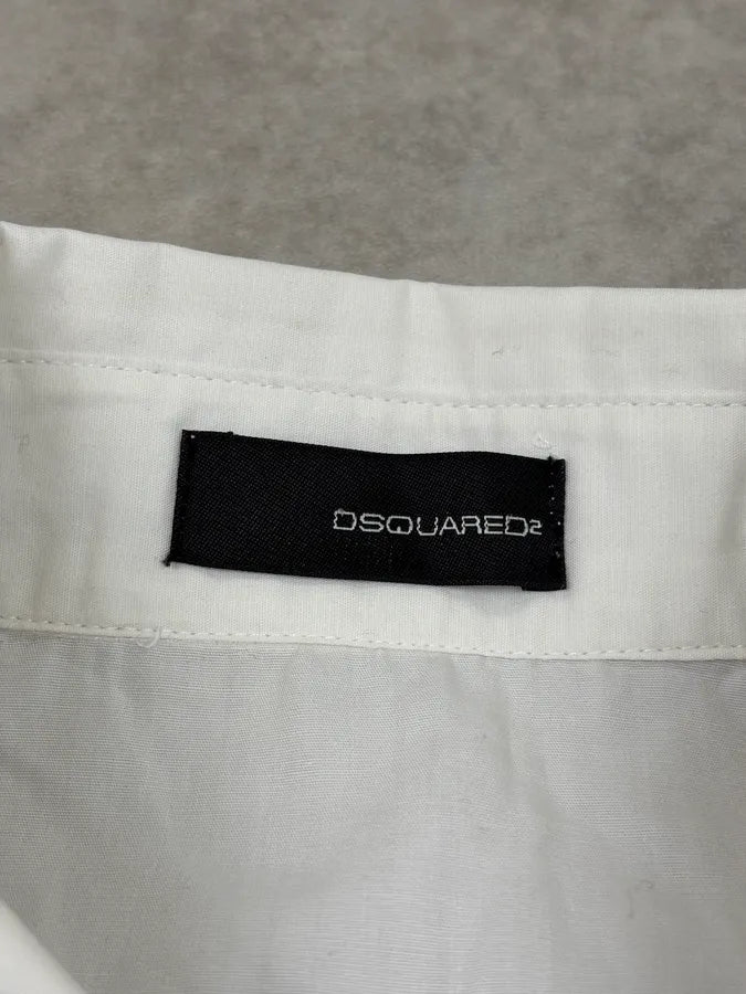 AW2004 Dsquared2 White Cotton Harness Strap Shirt QULWroj 8