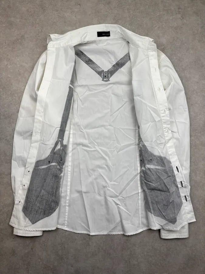 AW2004 Dsquared2 White Cotton Harness Strap Shirt QULWroj 6