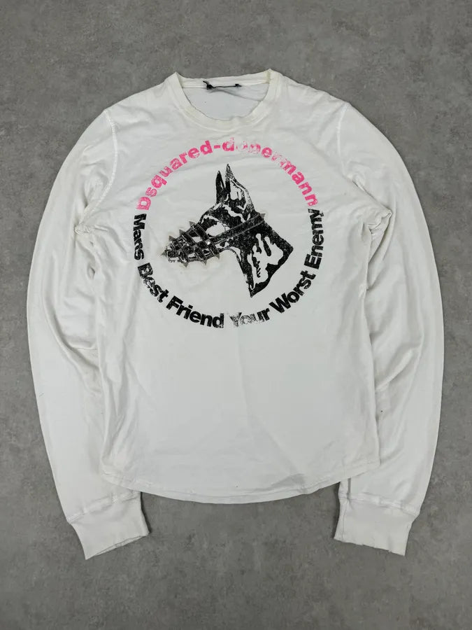 AW2007 Dsquared2 White Dobberman Dog Longsleeves JFWLgiC 4