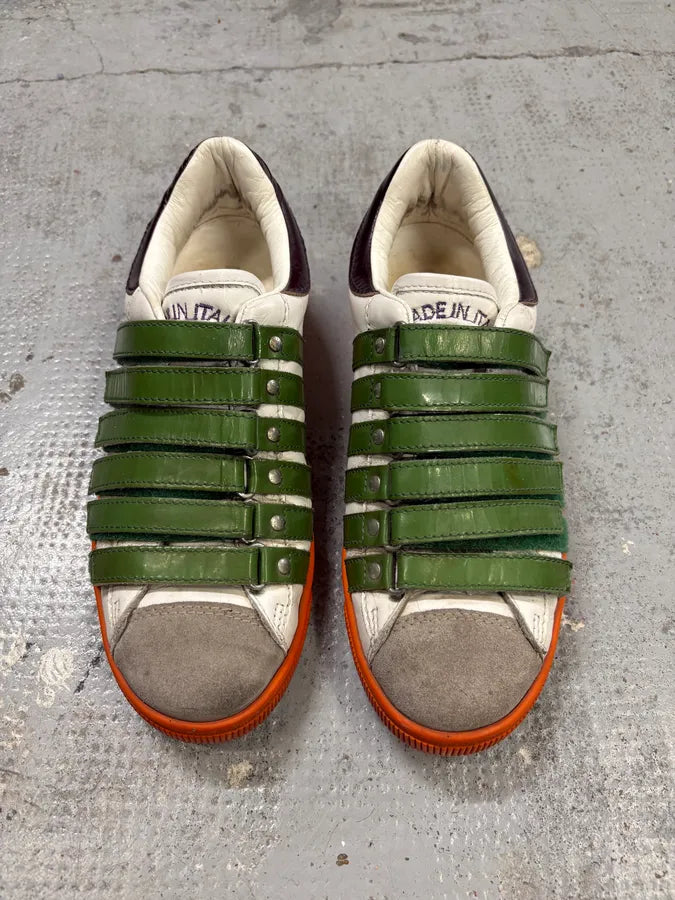 Dsquared2 White Green Leather Multi-Strap Sneakers jgtMMTg 1