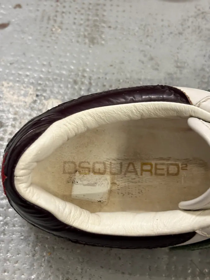Dsquared2 White Green Leather Multi-Strap Sneakers jgtMMTg 7