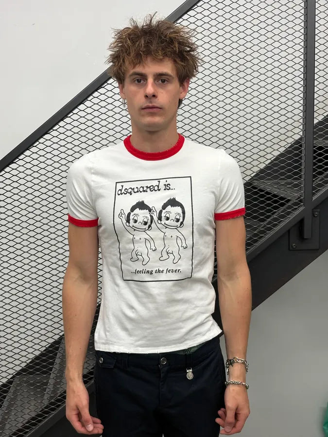 SS2006 Dsquared2 White Naked Figures T-Shirt GrLAAui 1