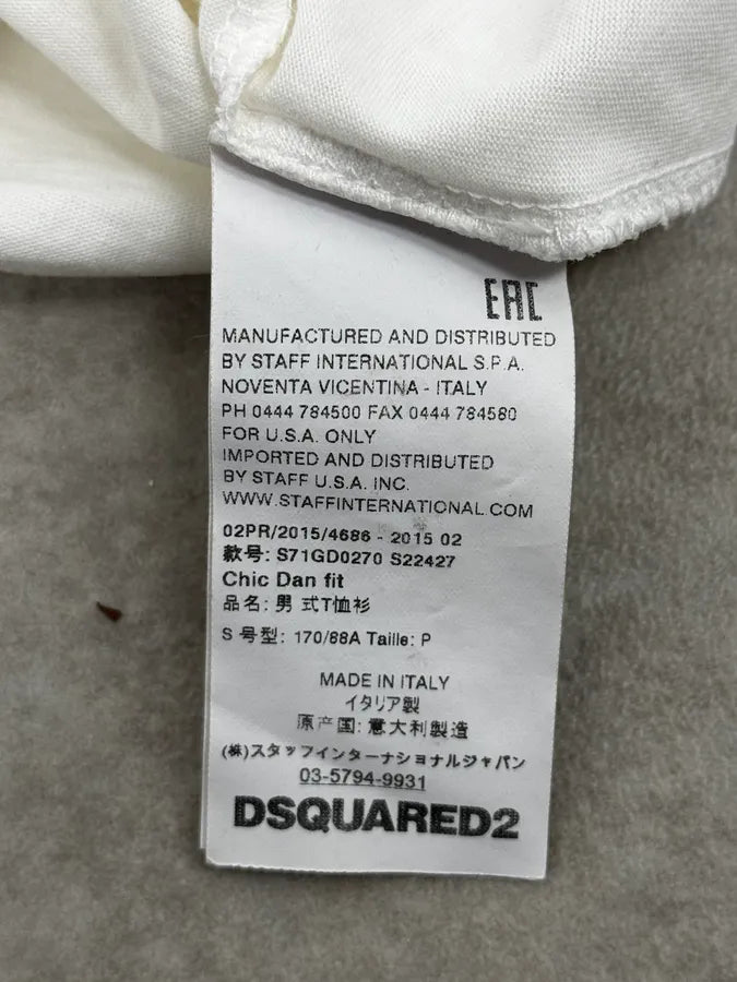 FW2015 Dsquared2 White Royal Eagle Graphic V-Neck Longsleeves CQckeGJ 9