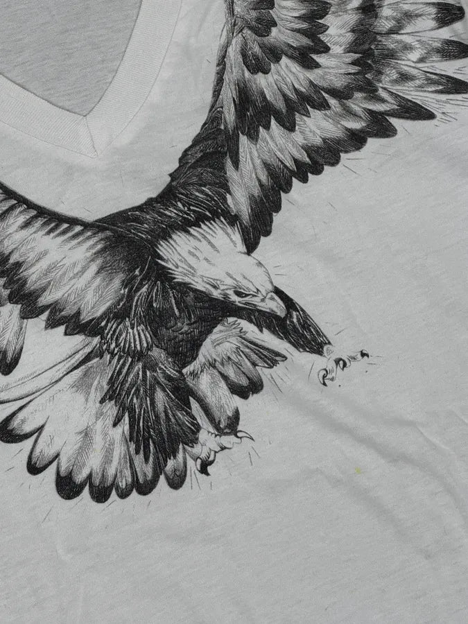 FW2015 Dsquared2 White Royal Eagle Graphic V-Neck Longsleeves CQckeGJ 6